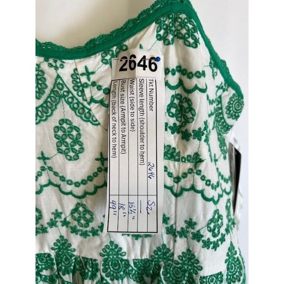 Adrianna Papell Green/Ivory Cotton Eyelet Midi Dress Size 10 MSRP $159 - Picture 9 of 9